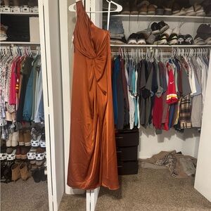 Azazie One-Shoulder Copper Dress